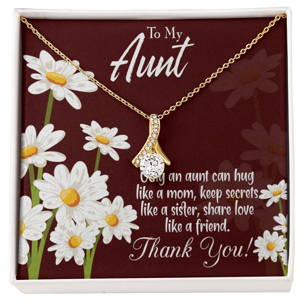 To My Aunt Like Mom Ribbon Necklace Gold Tone Standard Box